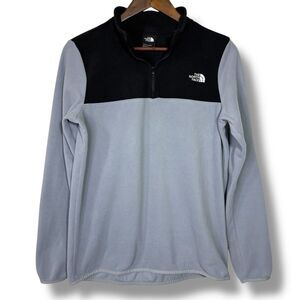THE NORTH FACE M Fleece‎ Glacier 1/4 Zip Sweater Spell Out Logo Lightweight